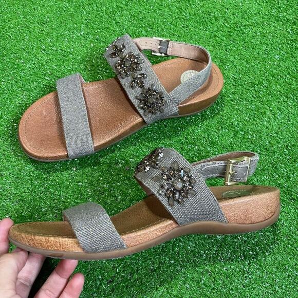 Nurture Women’s 8M Sandals Gems Comfort Brown Slip On Strappy Adjustable - Picture 3 of 8